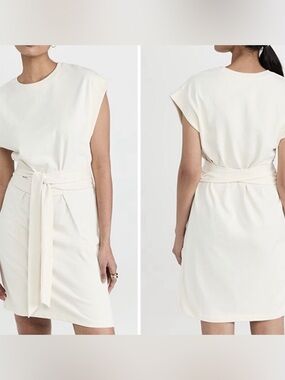 Closet Cream Sleeveless Belted Shift Dress